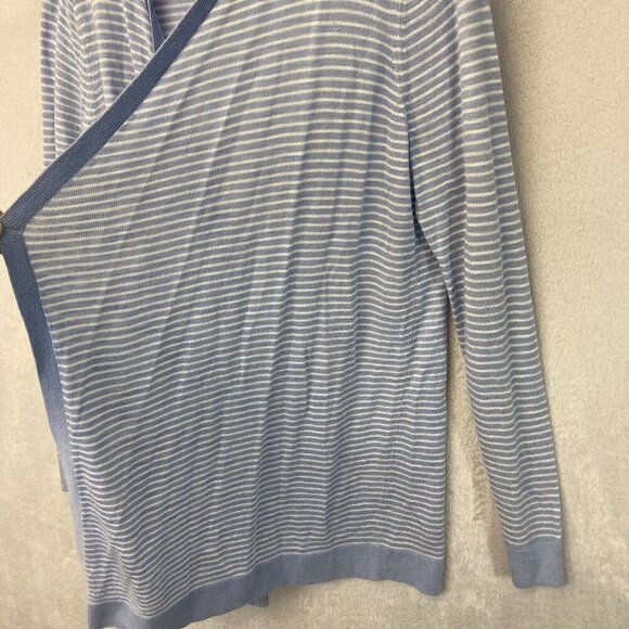 NWT Loft Open Front Cardigan Womens Large L Blue White Coastal Lightweight Beach - Picture 6 of 10